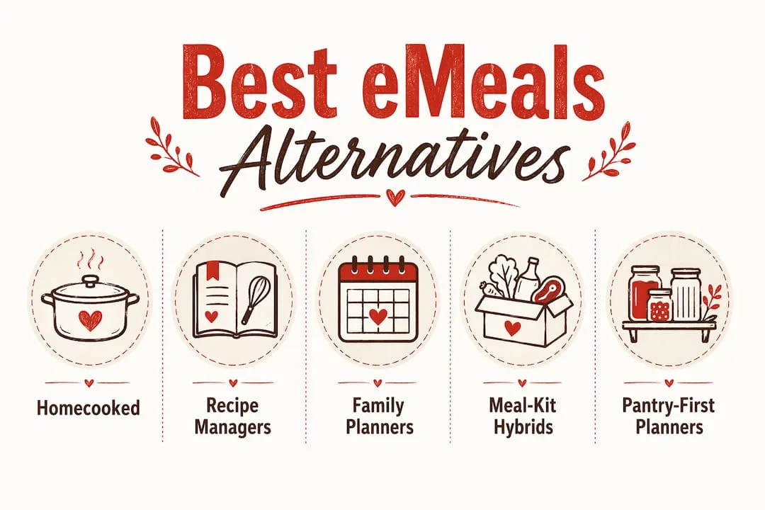 Infographic comparing top eMeals alternatives by types