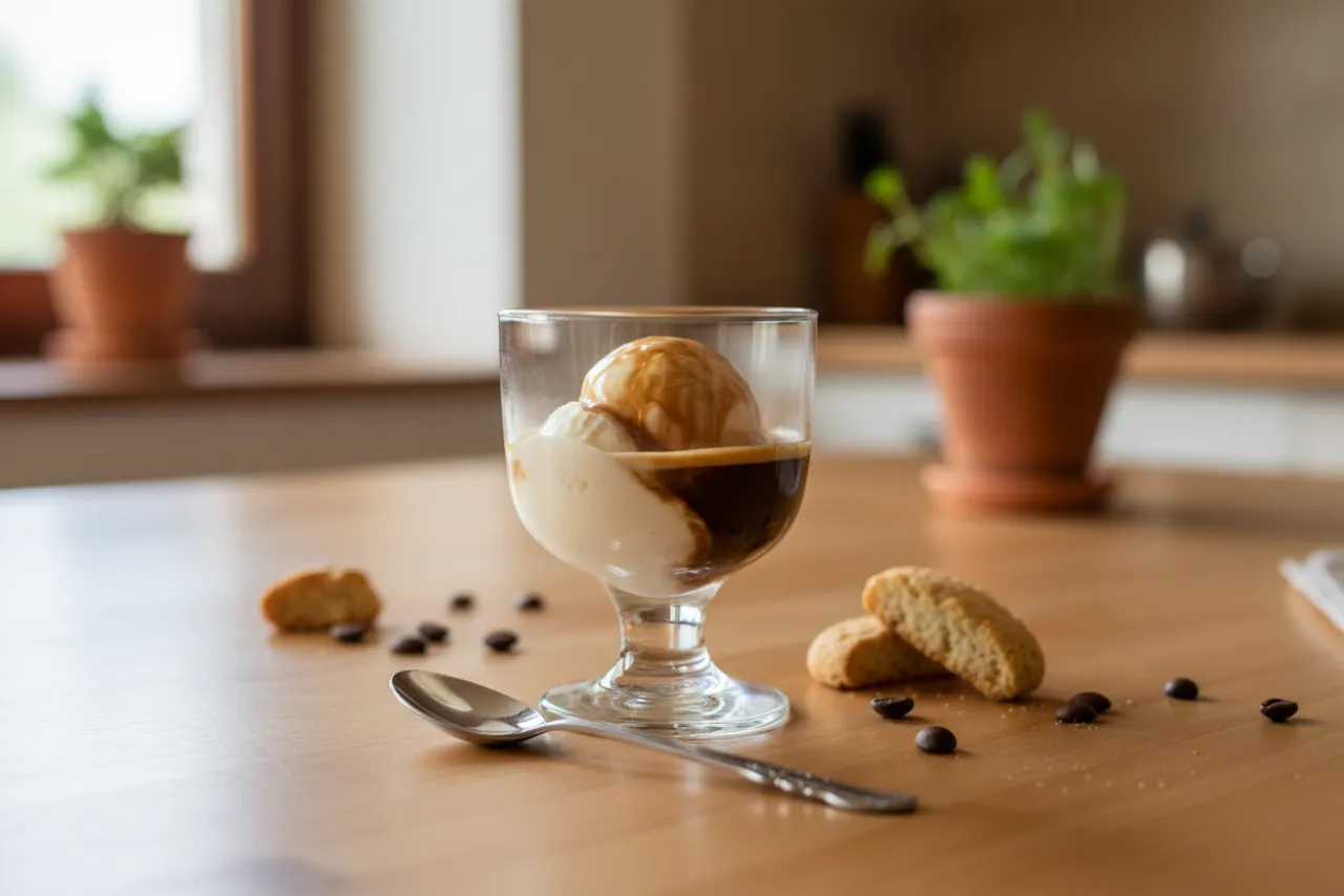 Affogato — Italian recipe, finished and plated