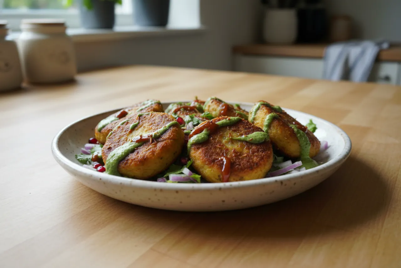 Aloo Tikki — Indian recipe, finished and plated