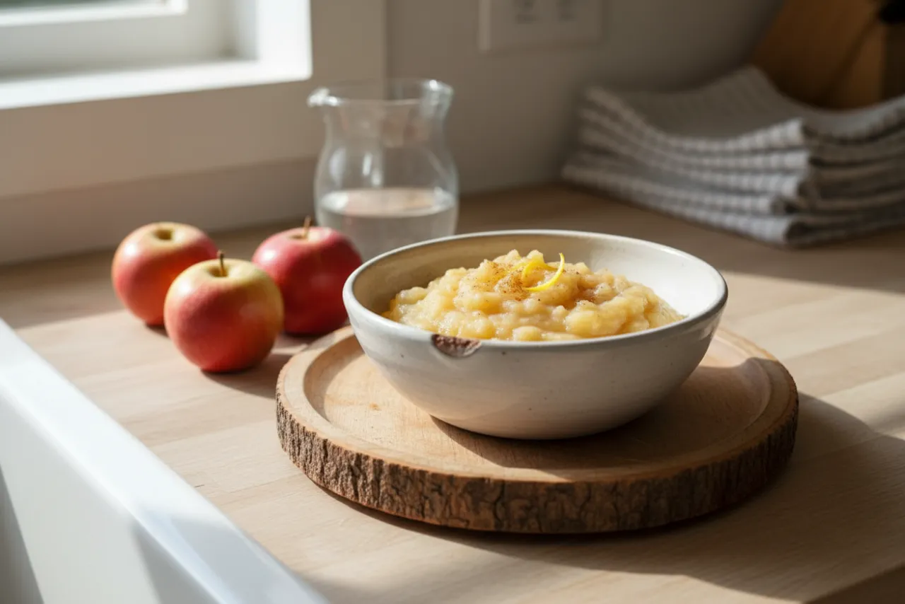 Homemade Applesauce — American recipe, finished and plated