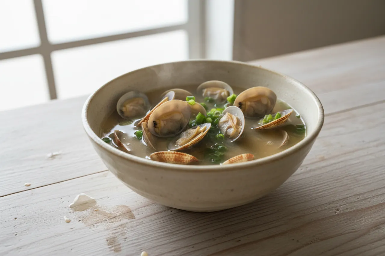 Asari no Miso Shiru (Clam Miso Soup) — a easy high-protein dinner japanese recipe with about 1g of fiber
