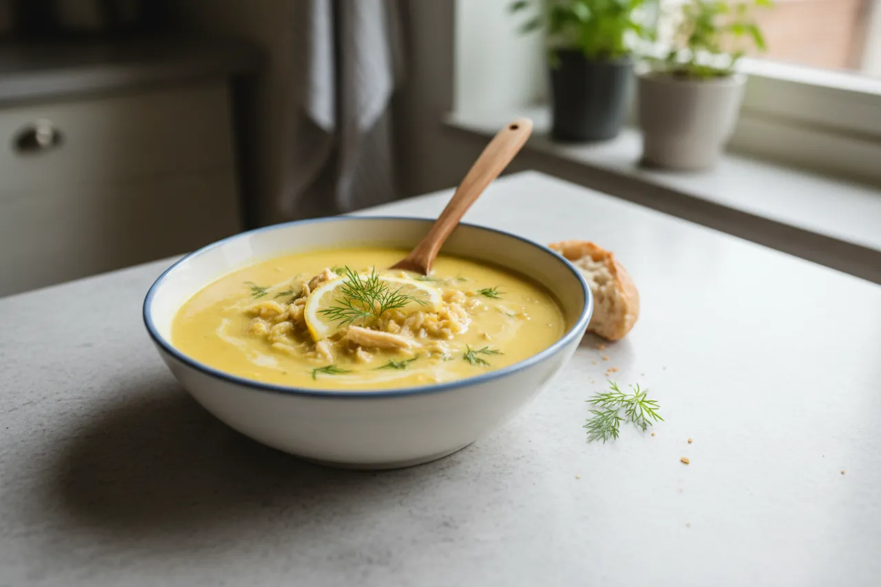 Avgolemono — a high-protein dinner greek recipe with about 1g of fiber