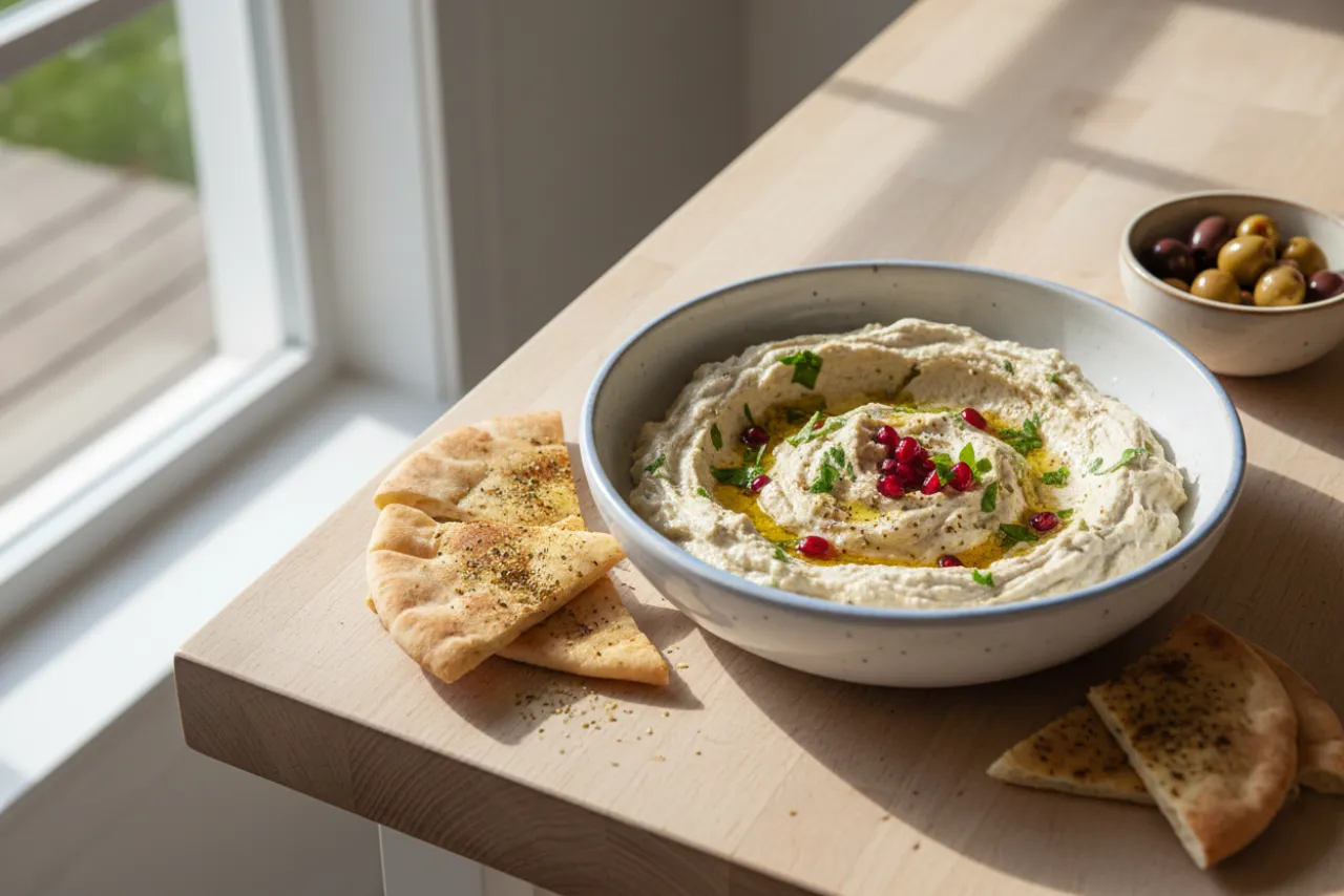 Baba Ganoush — Middle Eastern recipe, finished and plated