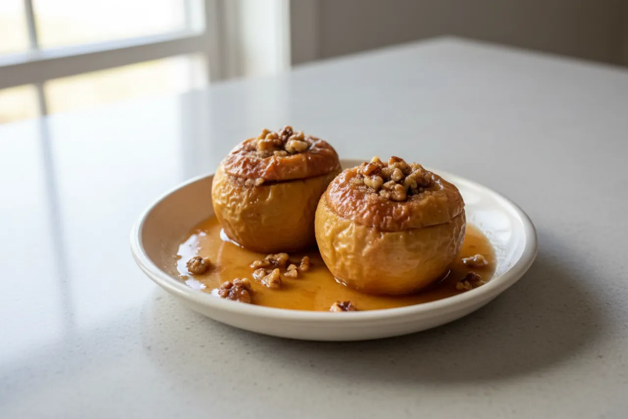 Baked Apples — American recipe, finished and plated