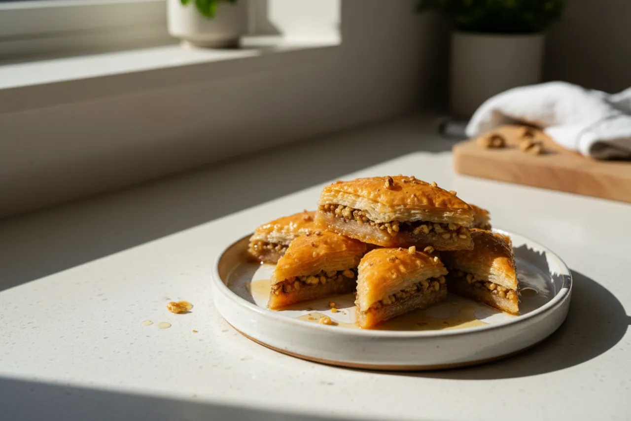 Baklava — Greek recipe, finished and plated