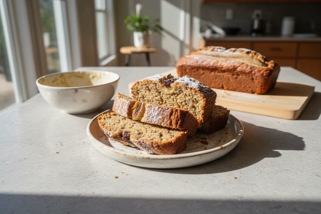 Banana Bread — American recipe, finished and plated