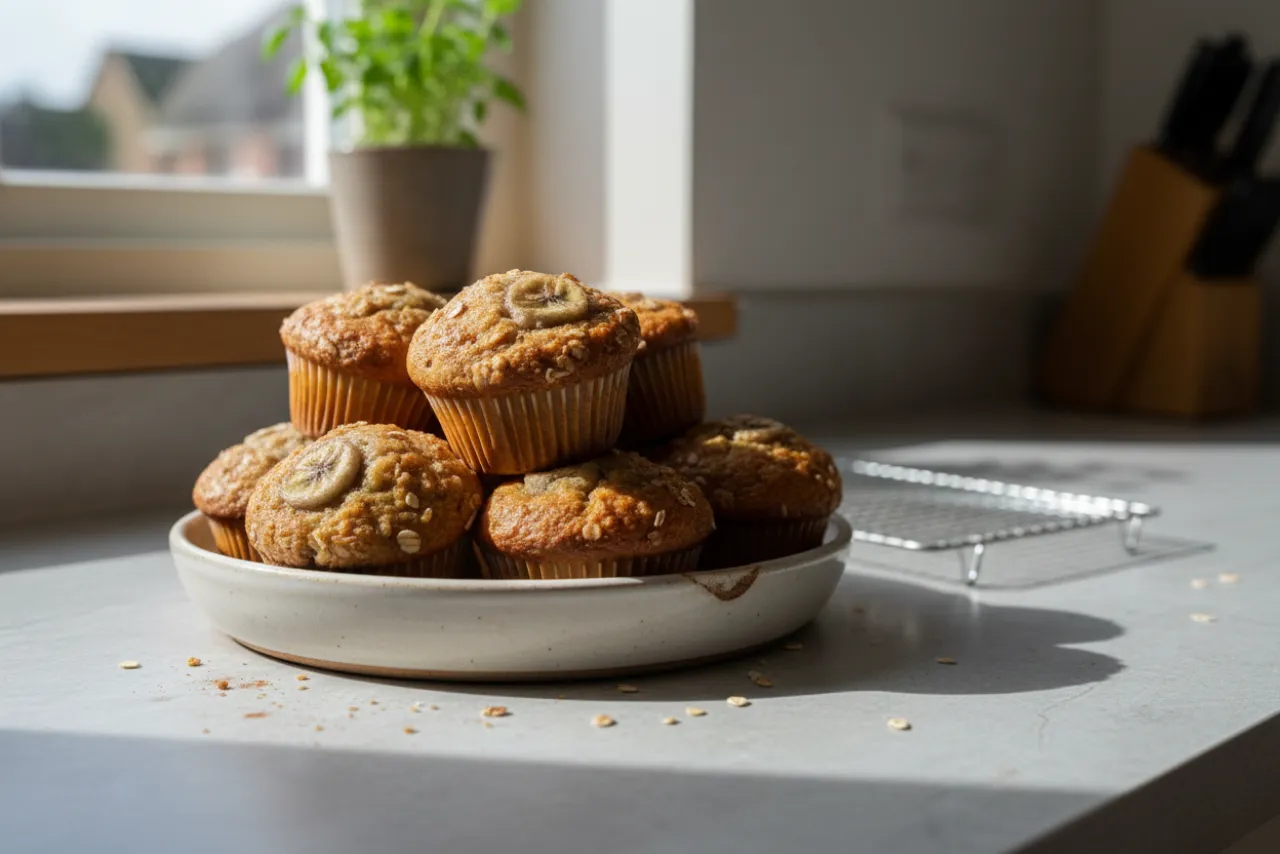 Banana Muffins — American recipe, finished and plated