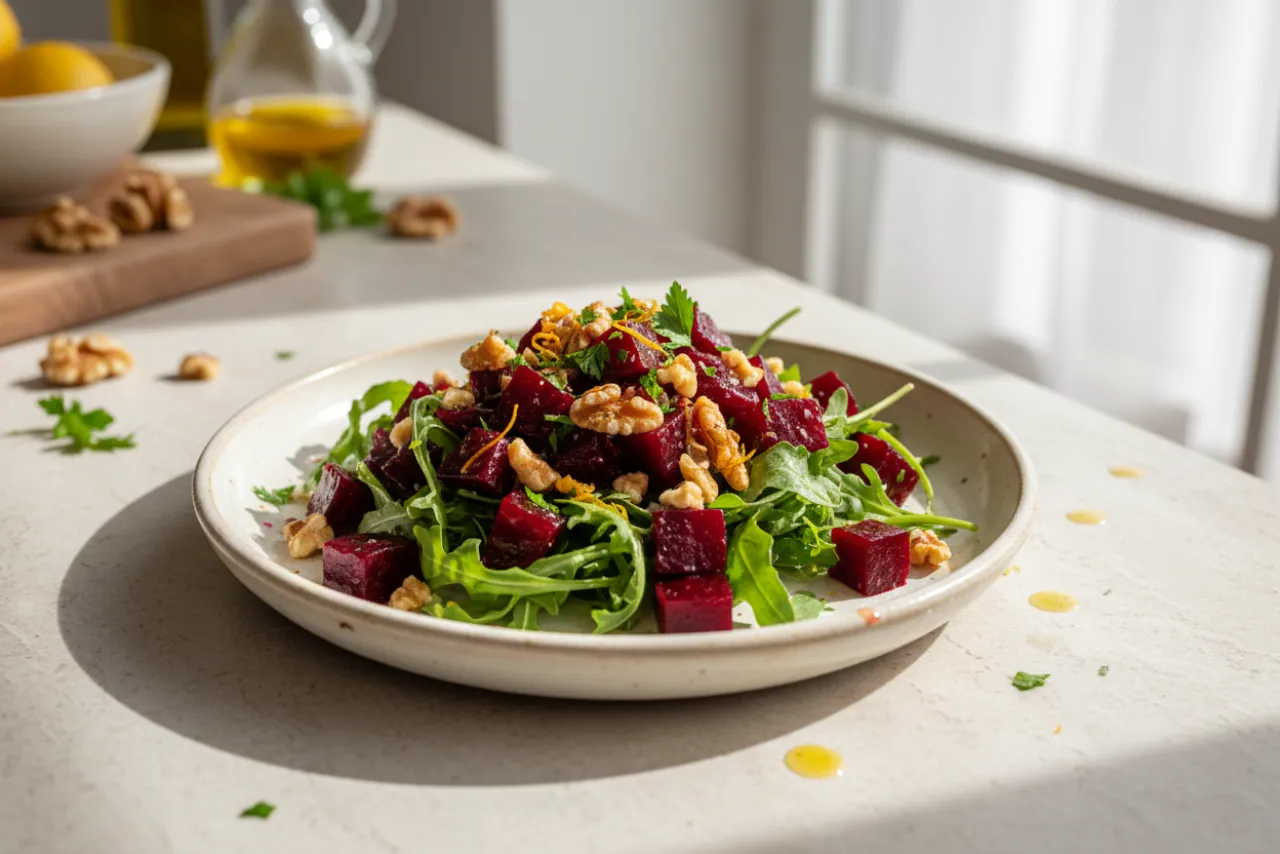 Beet & Walnut Salad — a anti-inflammatory dinner mediterranean recipe with about 6g of fiber