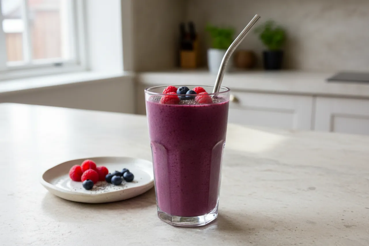 Berry Protein Smoothie — American recipe, finished and plated