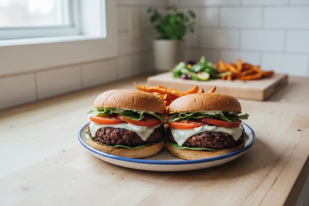 Black Bean Burgers — a high-protein vegetarian american recipe with about 19g of fiber