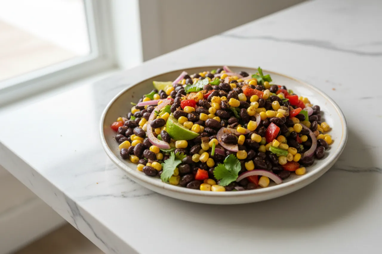 Black Bean & Lime Salad — a high-fiber salad mexican recipe with about 10g of fiber