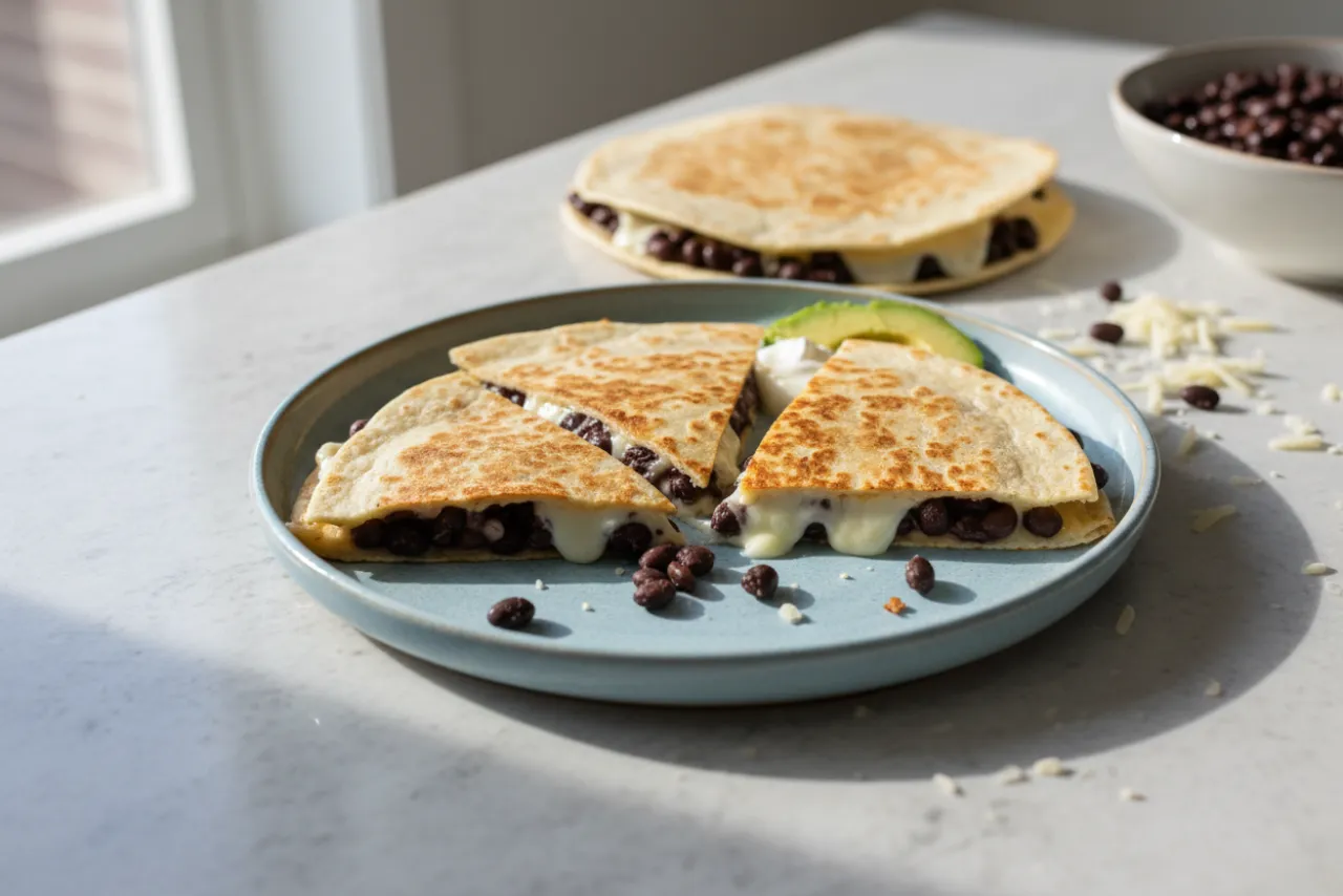 Black Bean Quesadilla — a cheap healthy mexican recipe with about 20g of fiber