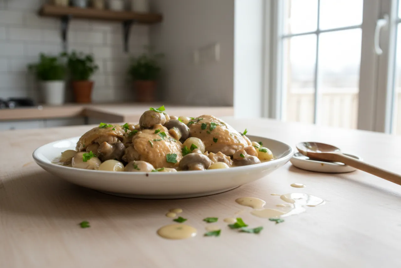 Blanquette de Volaille — a high-protein low-carb french recipe with about 2g of fiber