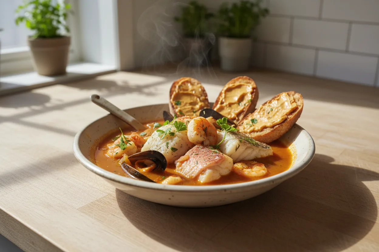 Bouillabaisse — a high-protein high-fiber french recipe with about 5g of fiber