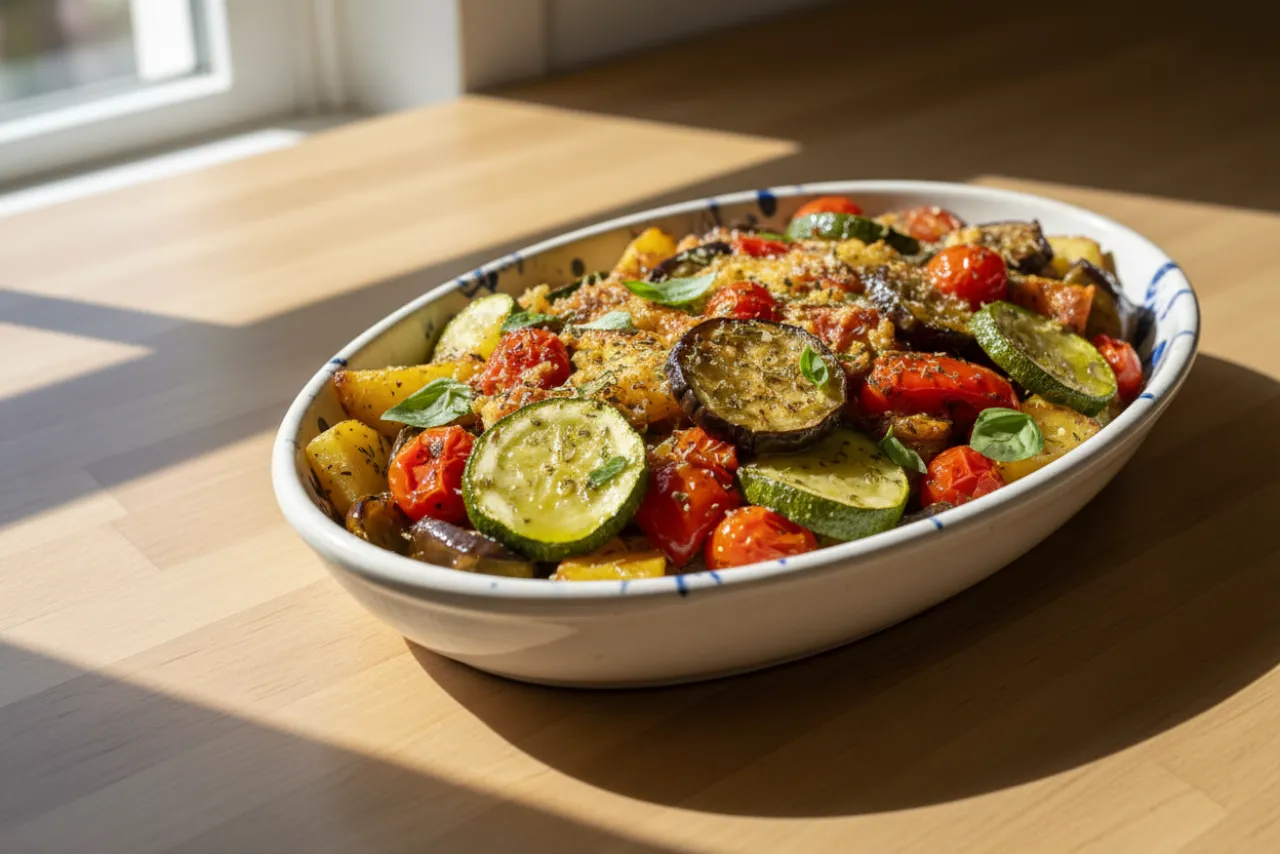 Briam — a anti-inflammatory dinner greek recipe with about 9g of fiber