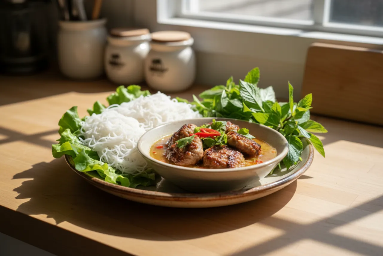Bun Cha — a high-protein dinner vietnamese recipe with about 2g of fiber