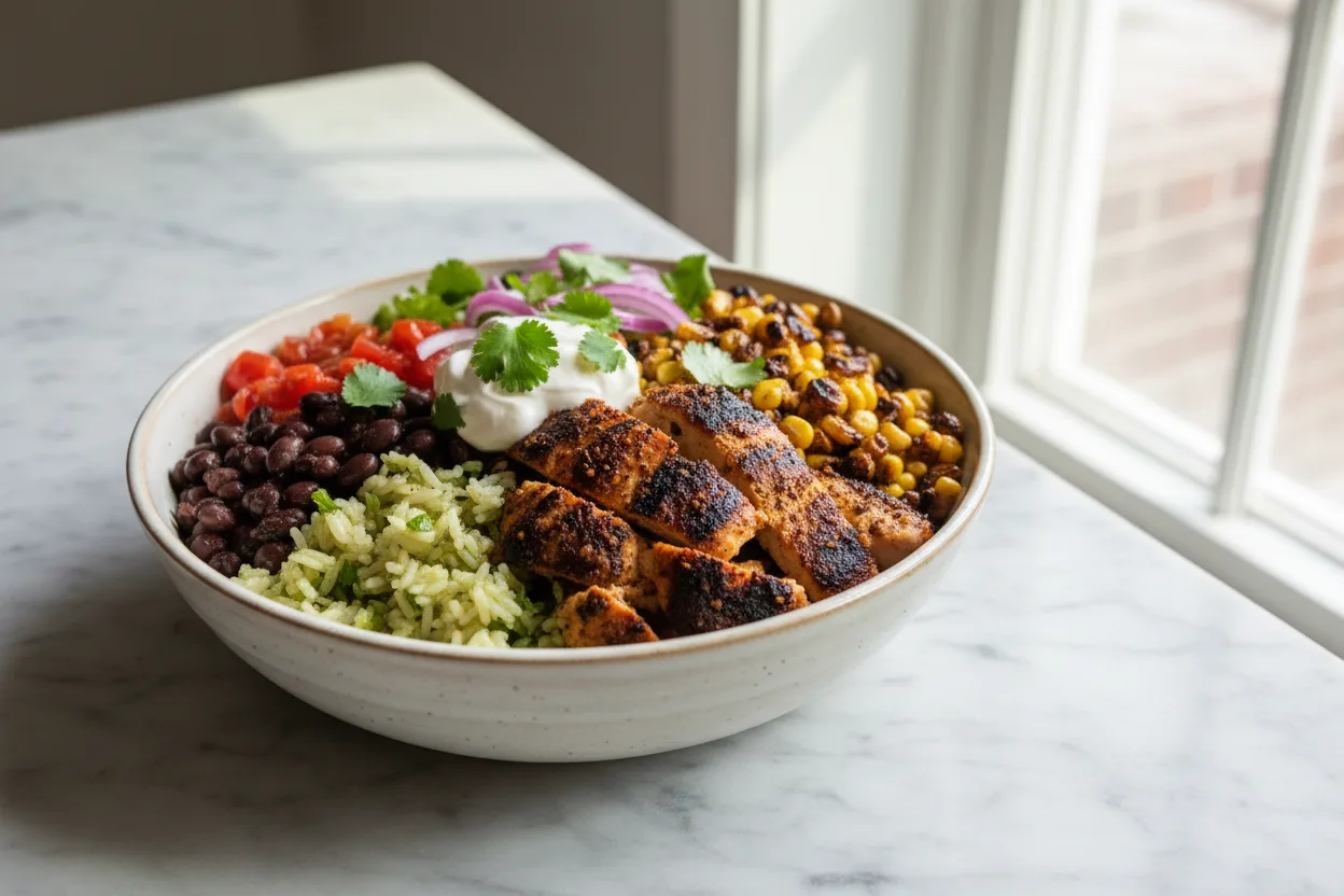 Burrito Bowl — a 30-minute mexican recipe with about 14g of fiber