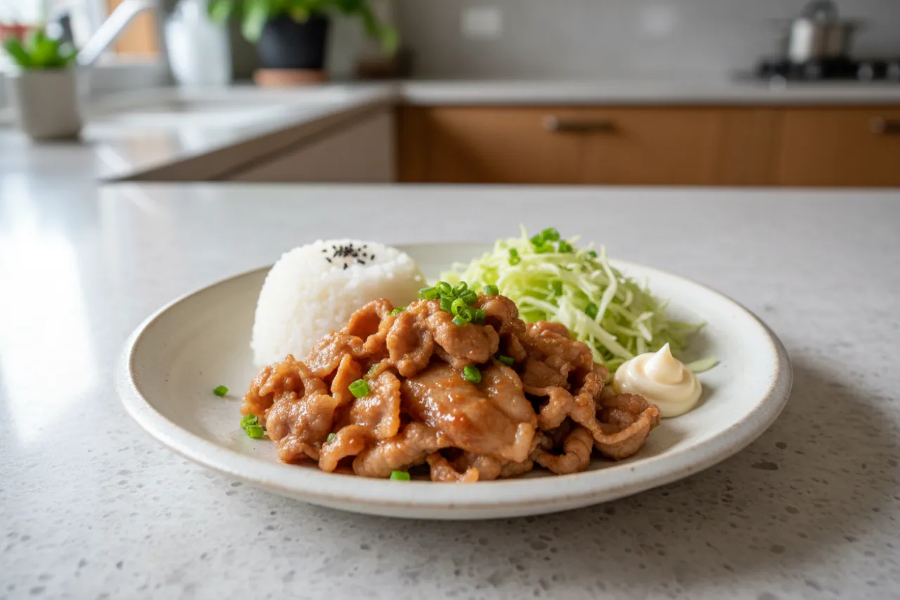 Buta no Shogayaki — a easy high-protein dinner japanese recipe with about 1g of fiber