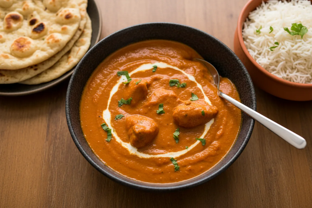 Murgh Makhani (Butter Chicken) — Indian recipe, finished and plated