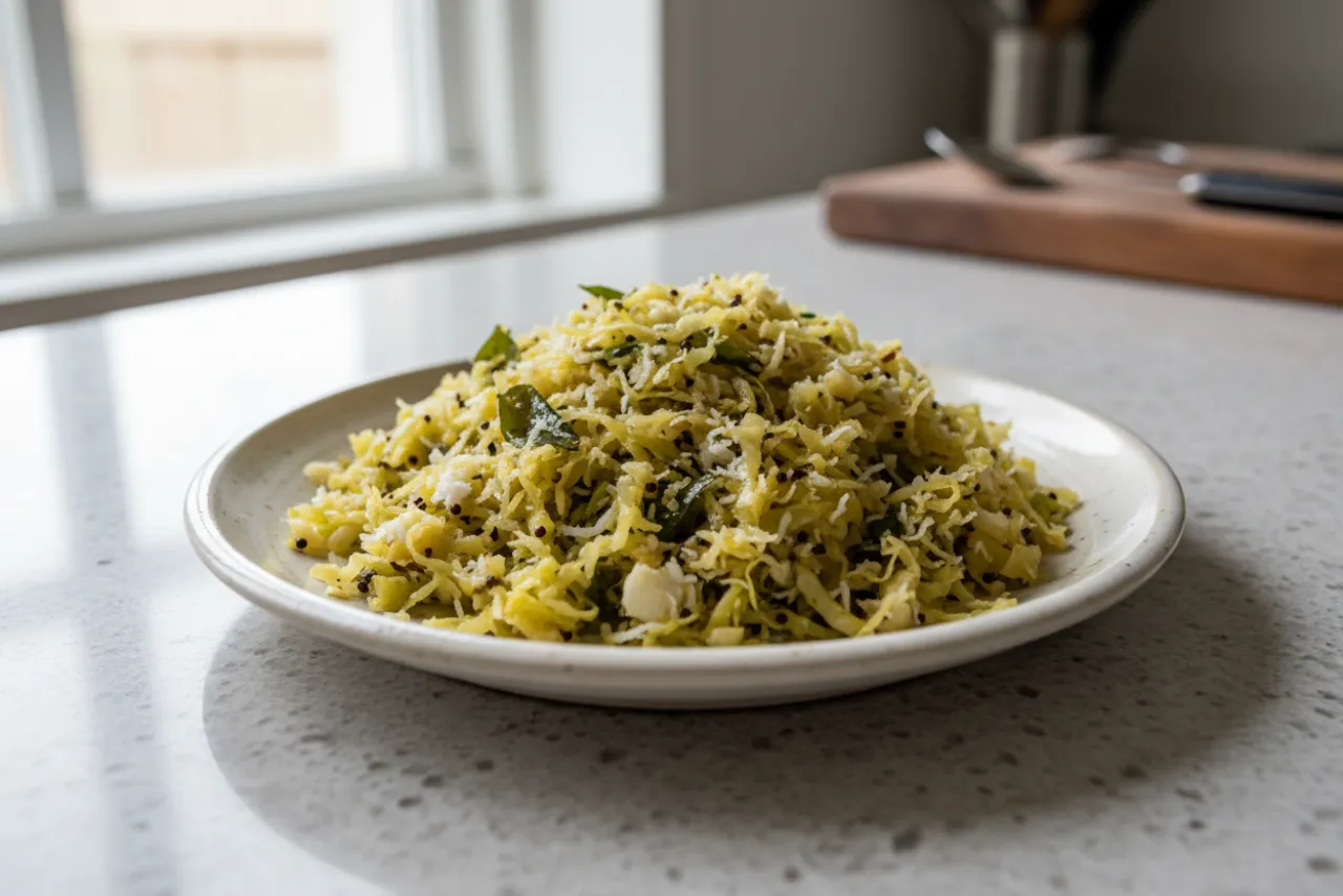 Cabbage Thoran — a keto indian recipe with about 1g of fiber