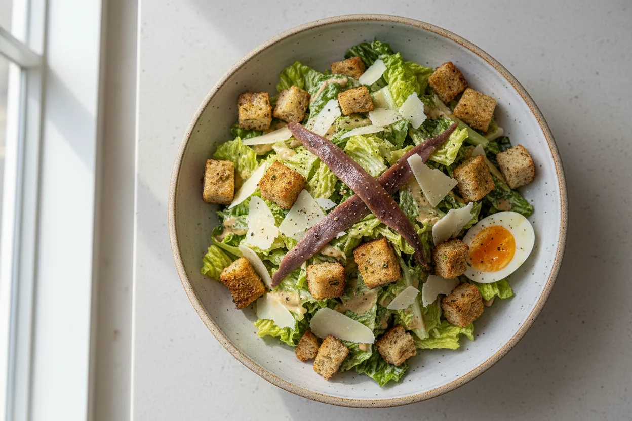 Caesar Salad — a keto italian-american recipe with about 2g of fiber
