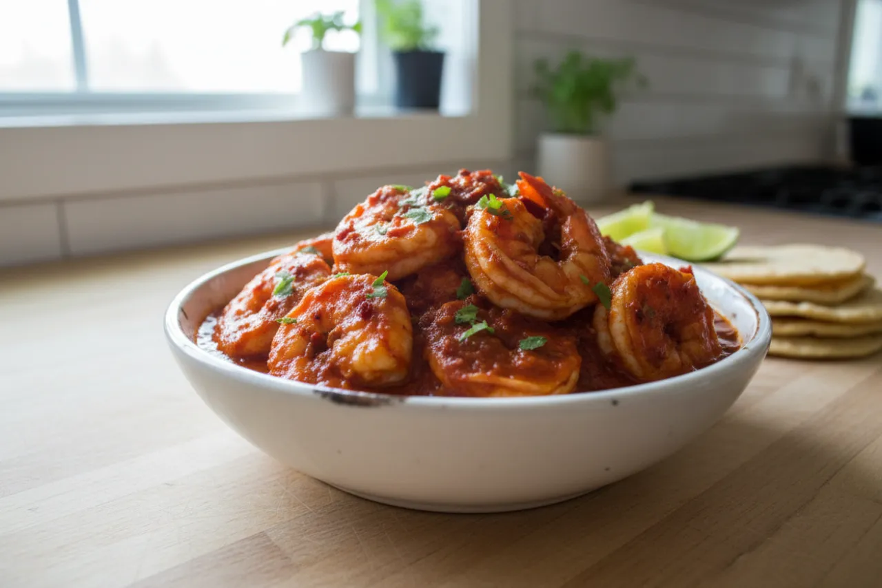 Camarones a la Diabla — a high-protein low-calorie mexican recipe with about 3g of fiber