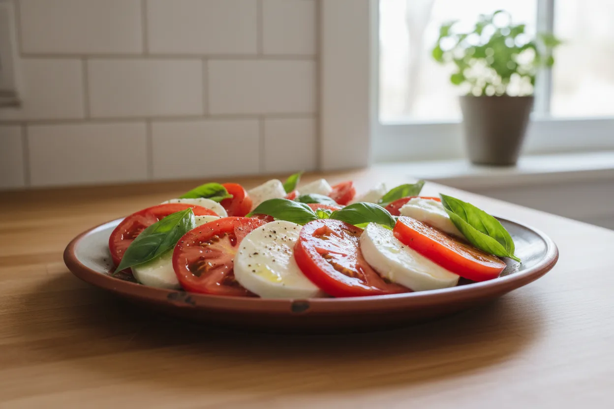 Insalata Caprese — a keto italian recipe with about 1g of fiber