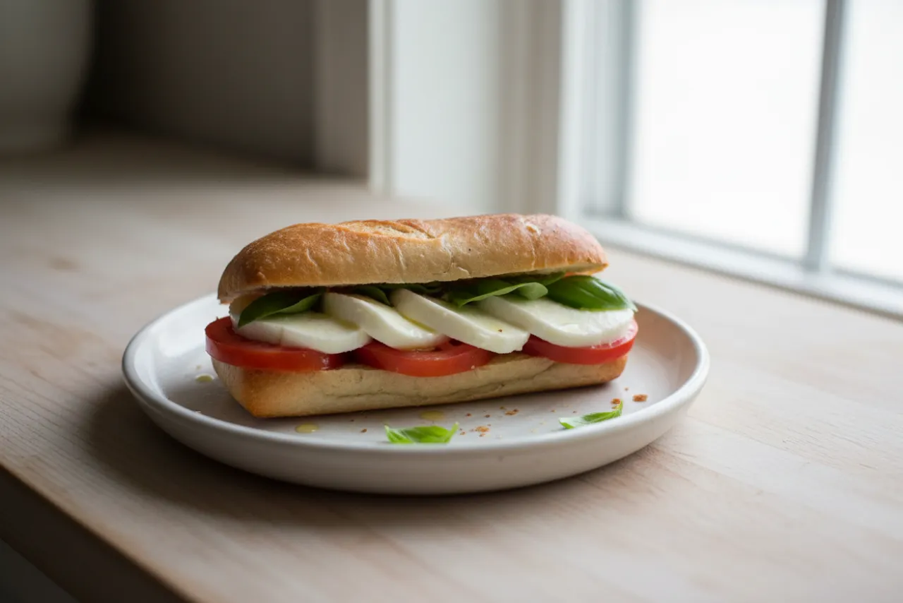 Caprese Sandwich — a easy Mediterranean italian recipe with about 3g of fiber