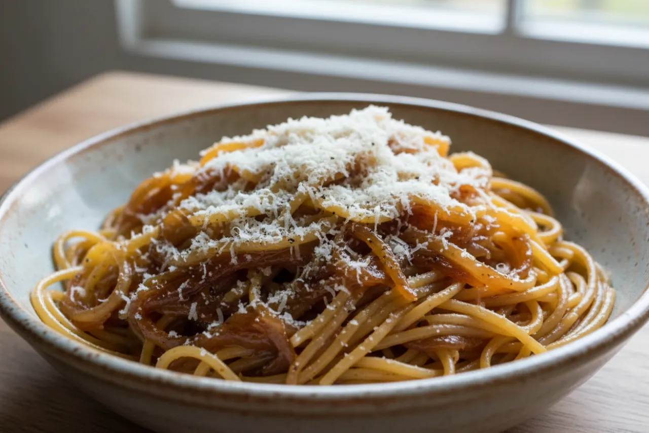 Caramelized Onion Pasta — a healthy Italian italian recipe with about 7g of fiber