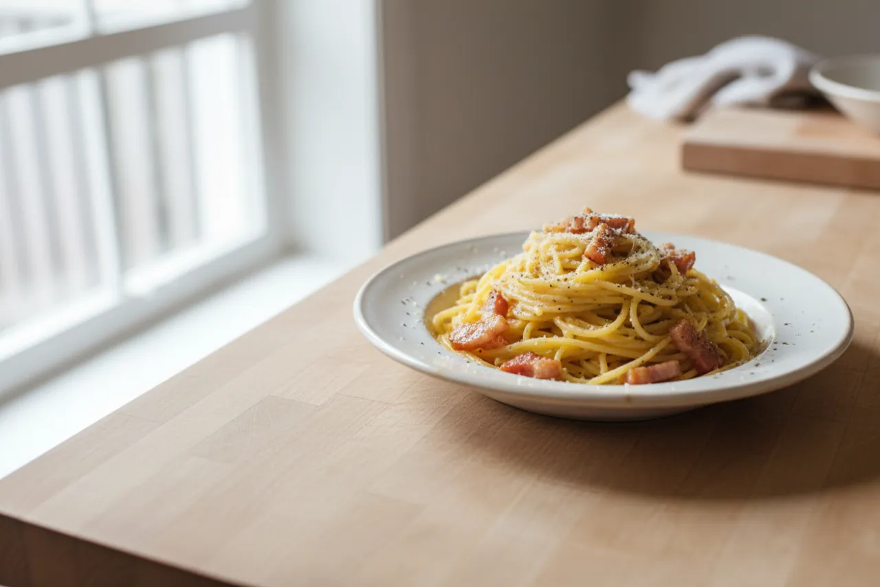 Spaghetti alla Carbonara — a recipe with parallel steps