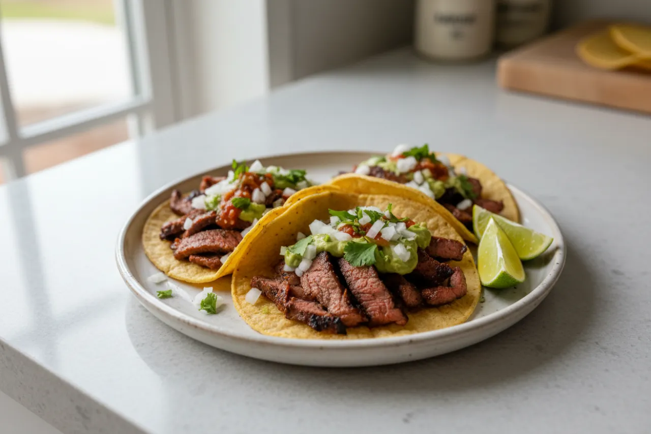 Tacos de Carne Asada — a high-protein lunch mexican recipe with about 7g of fiber