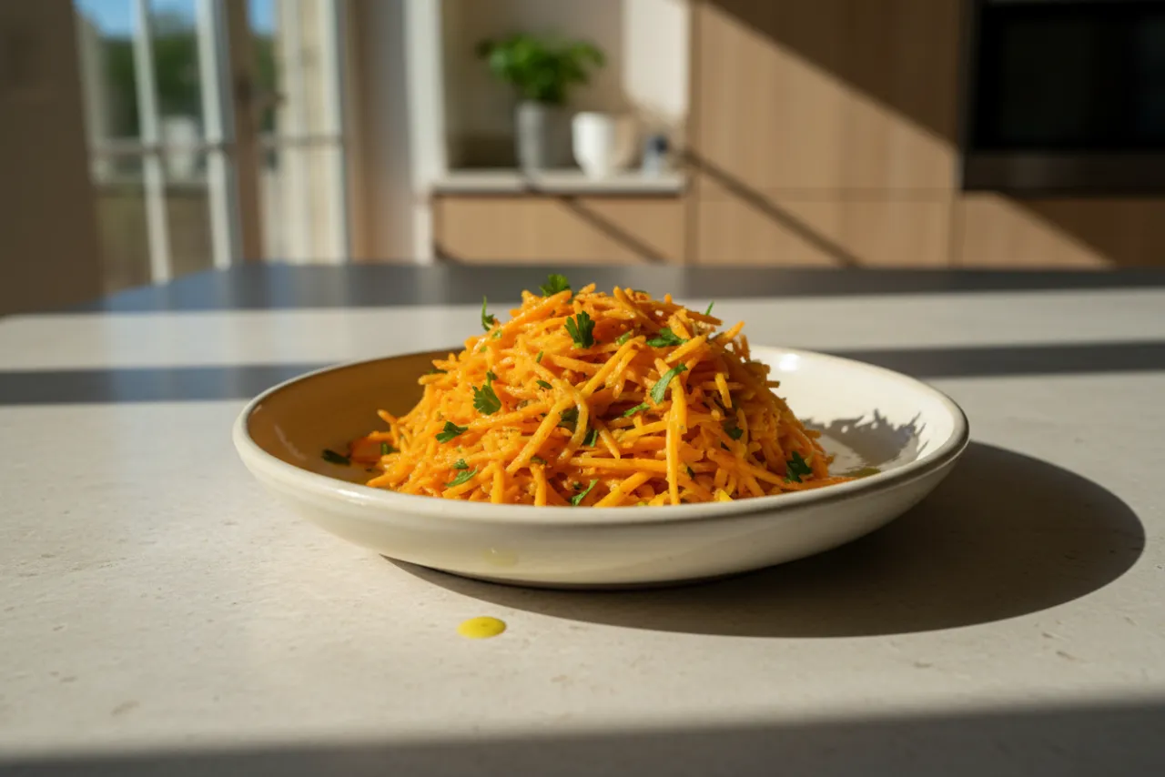 Carottes Rapees — French recipe, finished and plated