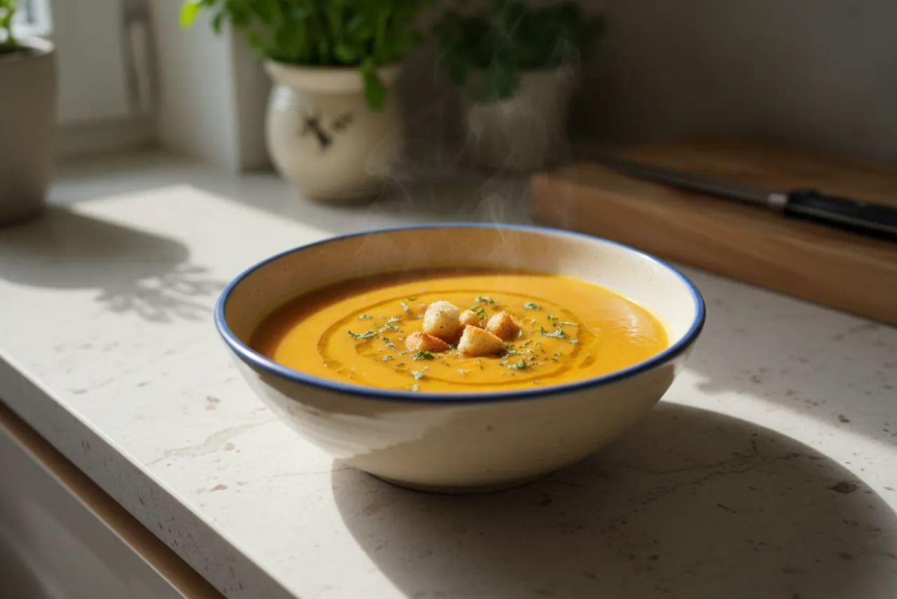 Carrot & Red Lentil Soup — a anti-inflammatory soup middle eastern recipe with about 8g of fiber