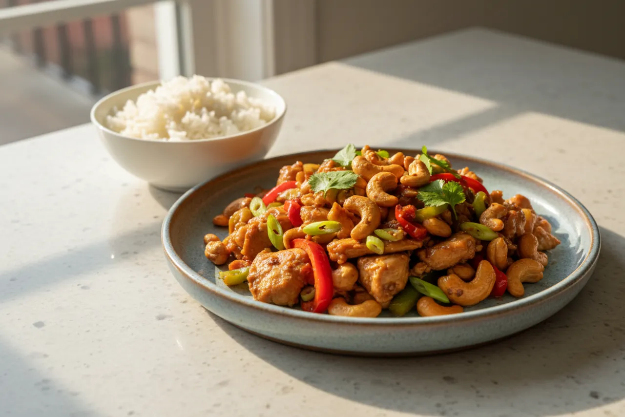 Cashew Chicken — a high-protein chicken chinese recipe with about 3g of fiber