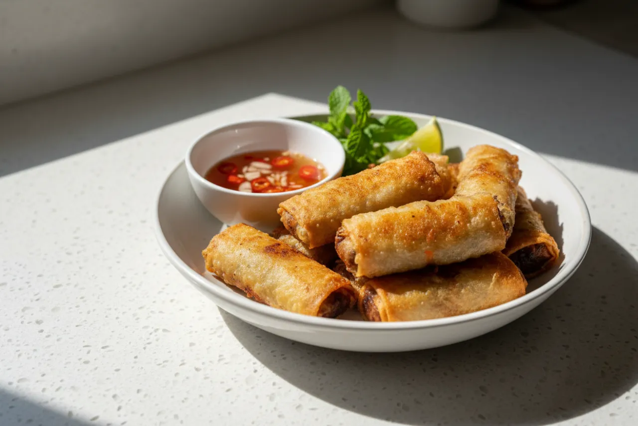 Cha Gio — Vietnamese recipe, finished and plated