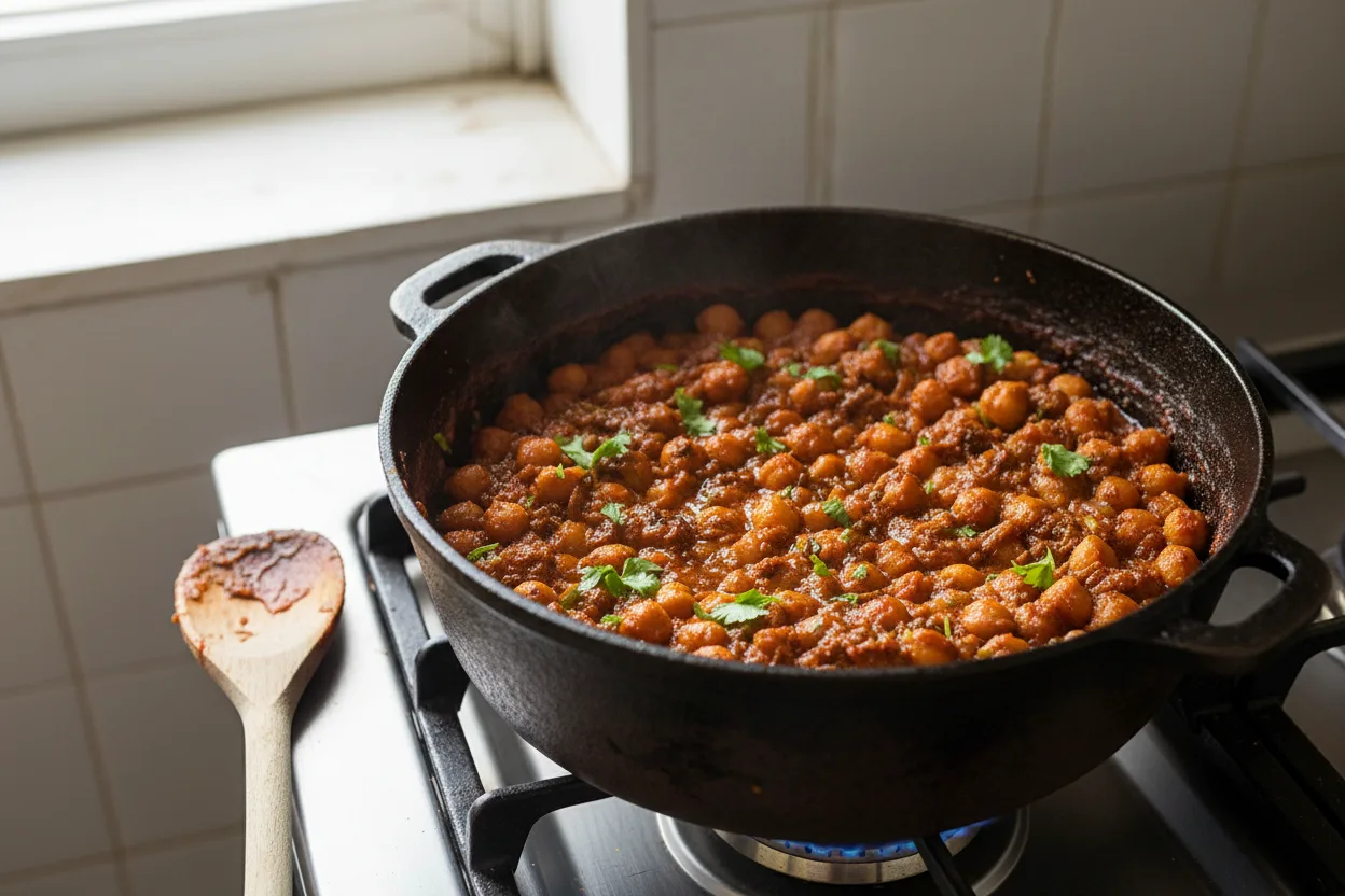 Chana Masala — Indian recipe, finished and plated