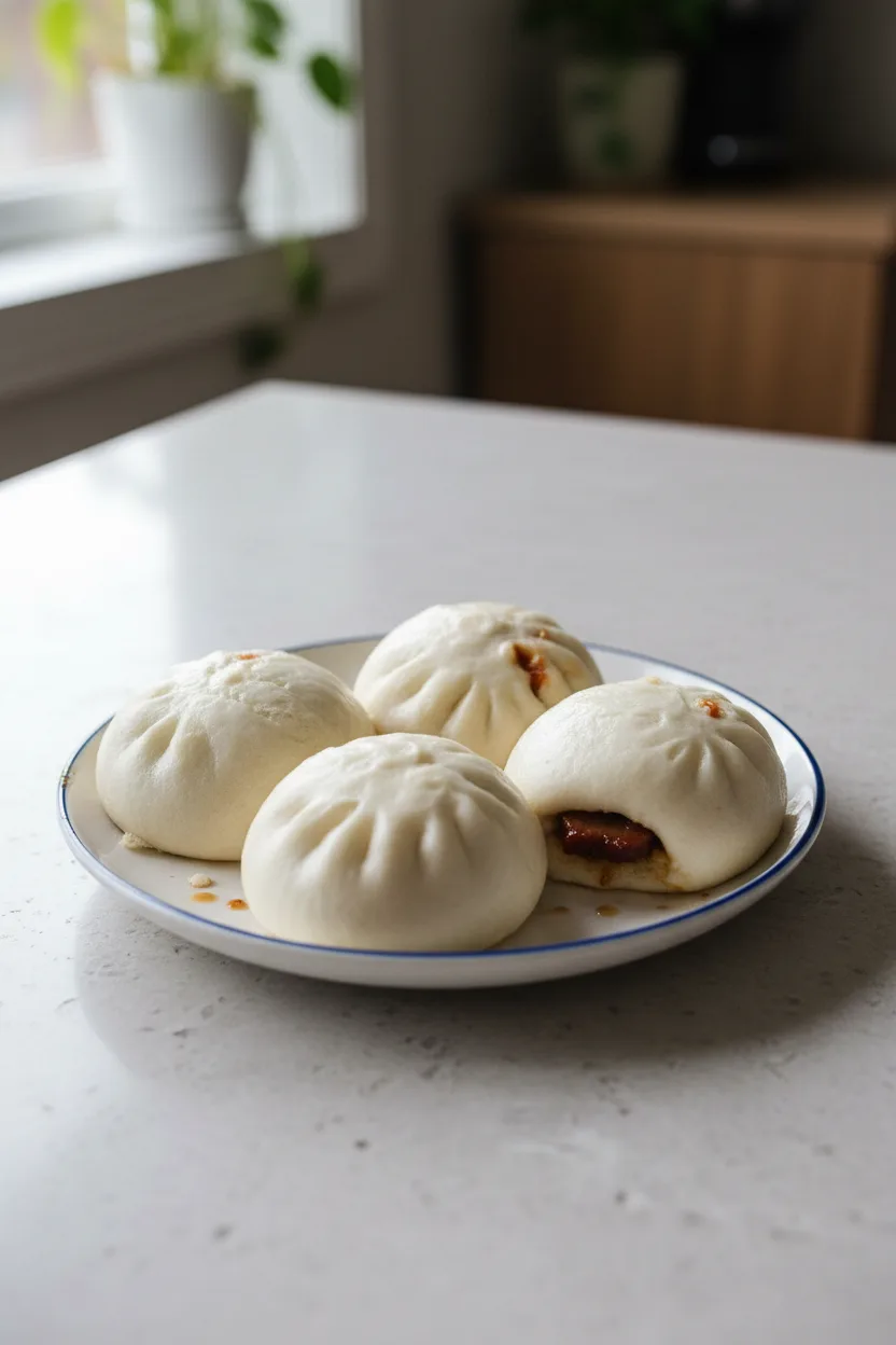 Char Siu Bao — Chinese recipe, finished and plated