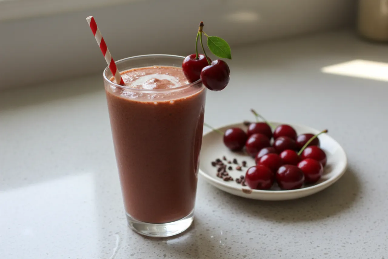 Cherry-Cocoa Recovery Smoothie — American recipe, finished and plated