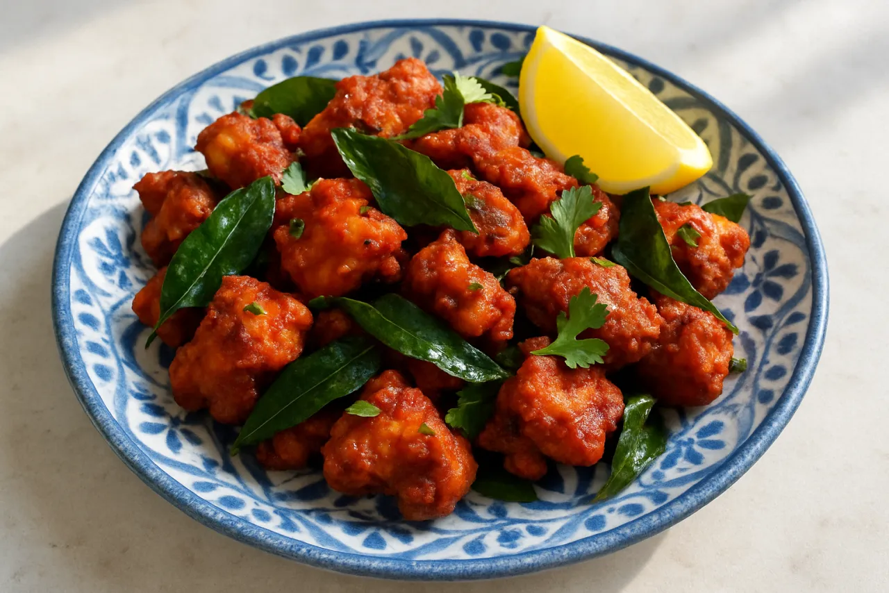 Chicken 65 — a easy family dinner indian recipe with about 1g of fiber