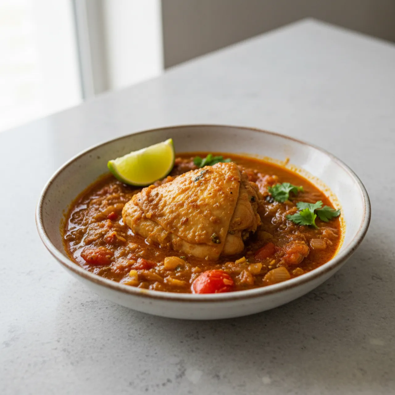 Home-Style Chicken Curry — a high-protein low-carb indian recipe with about 3g of fiber