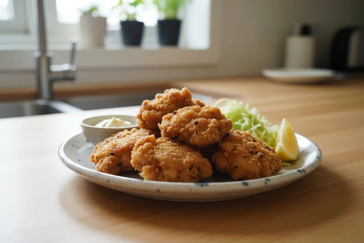 Chicken Karaage — Japanese recipe, finished and plated