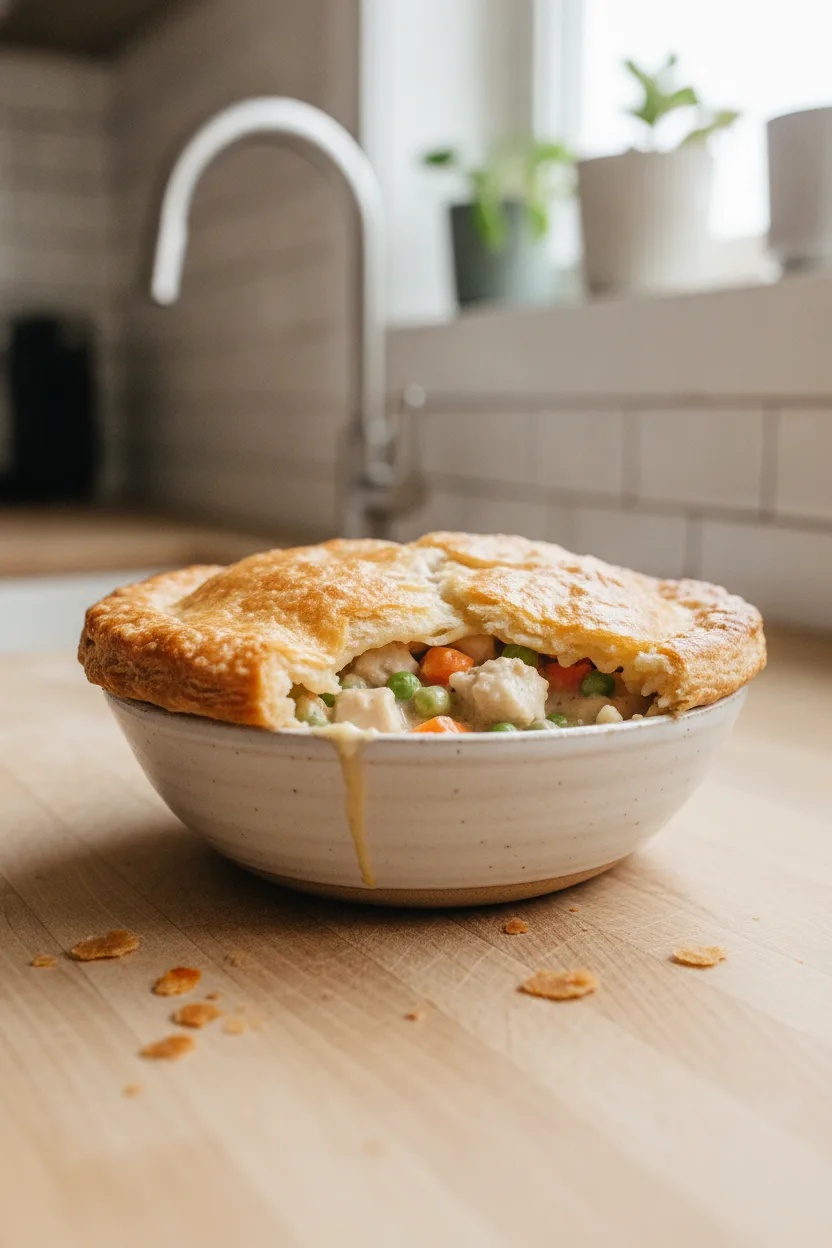 Chicken Pot Pie — American recipe, finished and plated
