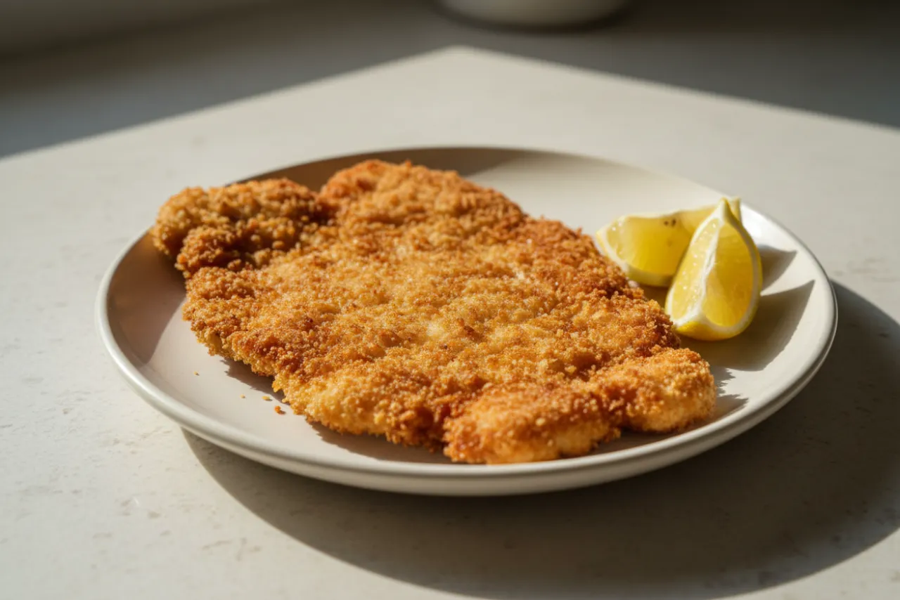 Chicken Schnitzel — a high-protein chicken german recipe with about 3g of fiber