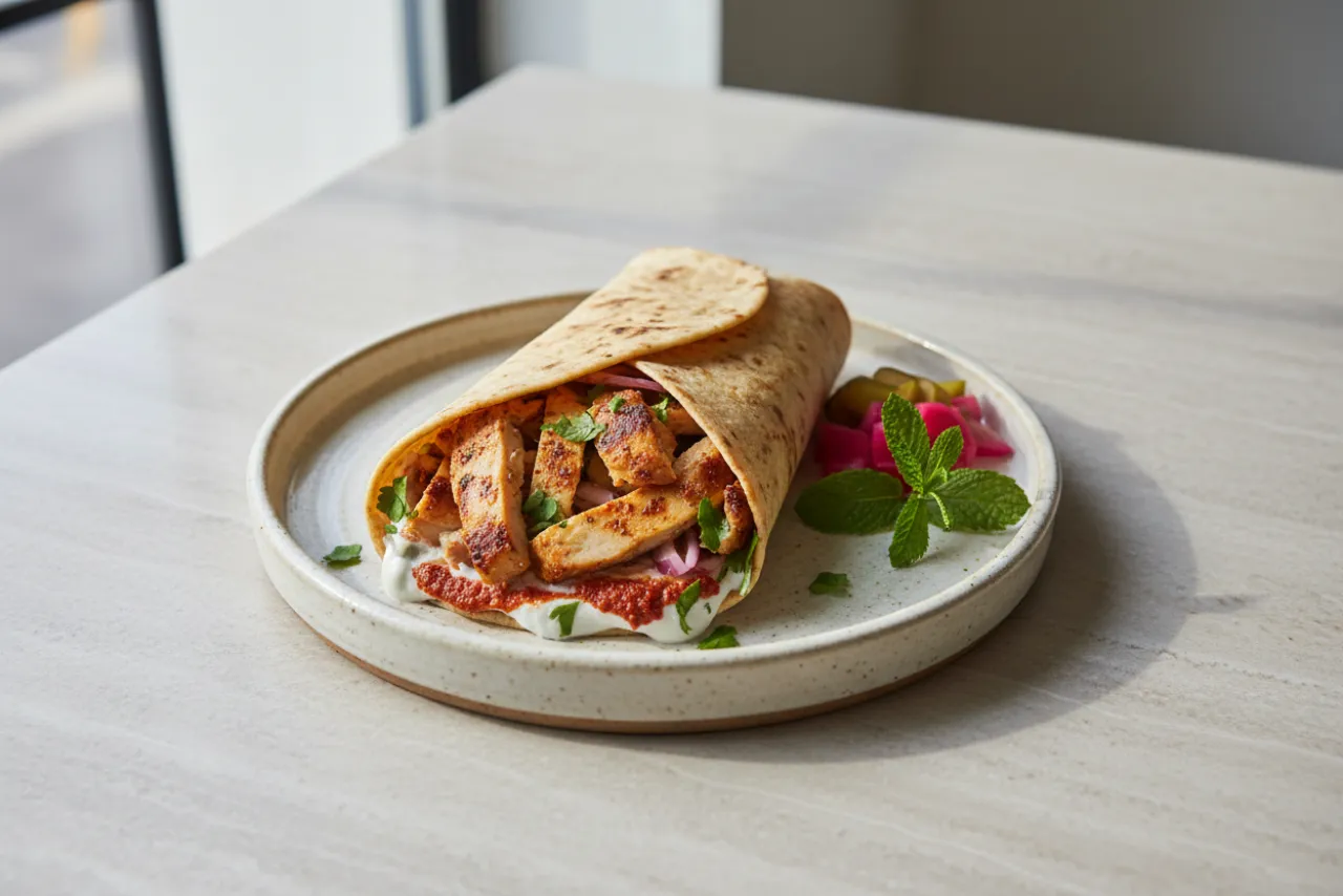 Chicken Shawarma — a high-protein chicken middle eastern recipe with about 3g of fiber