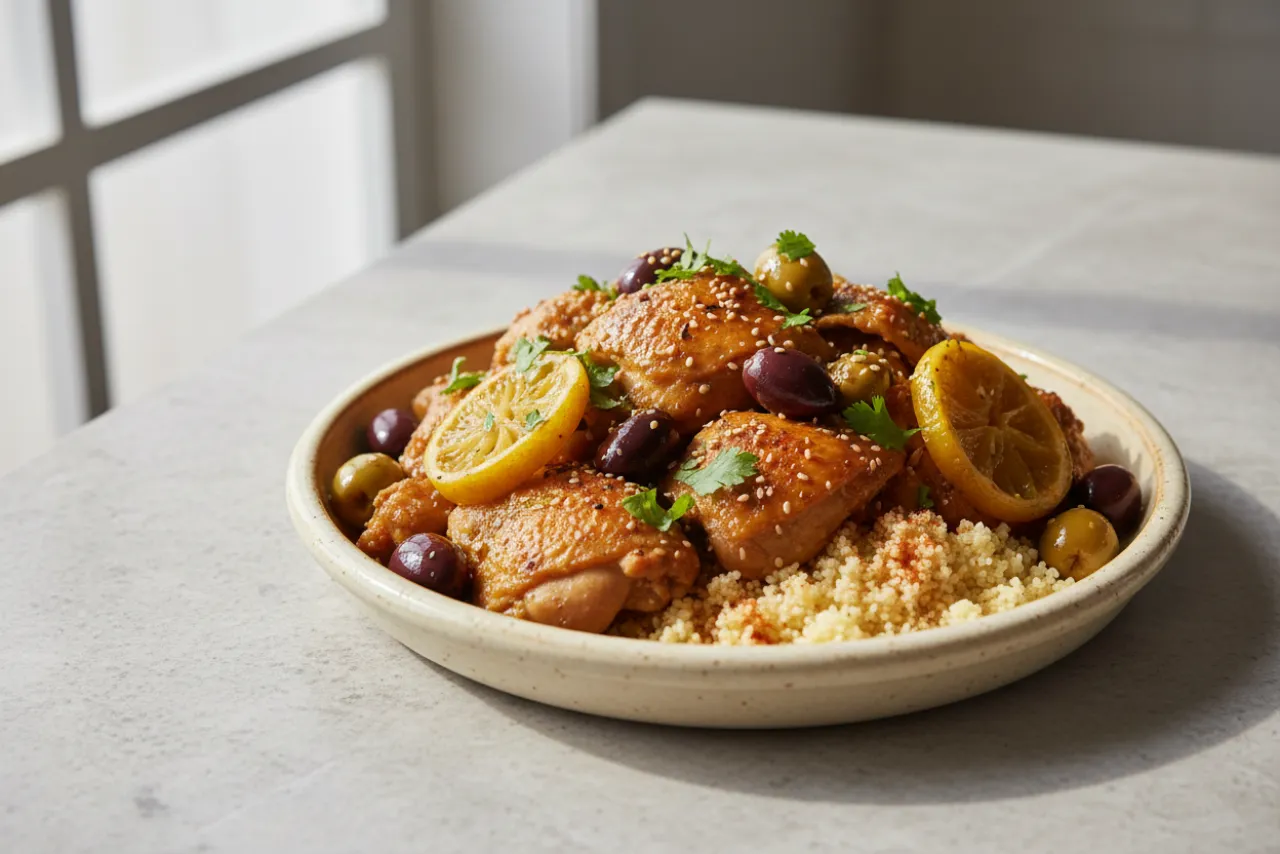 Chicken Tagine — a high-protein low-carb mediterranean recipe with about 3g of fiber