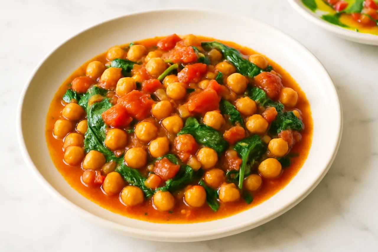 Spiced Chickpea Stew — a high-fiber dinner mediterranean recipe with about 19g of fiber