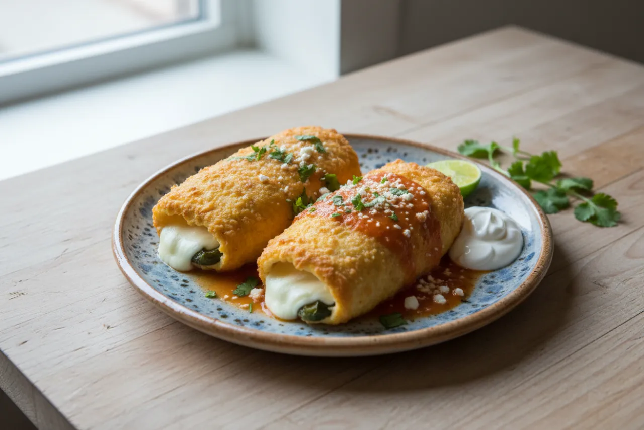 Chiles Rellenos — Mexican recipe, finished and plated