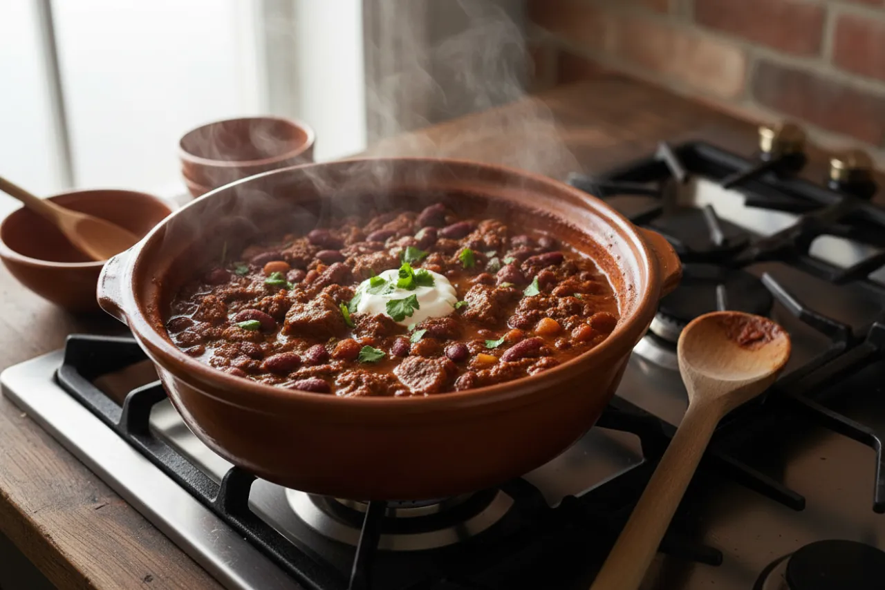 Chili con Carne — a high-protein high-fiber american recipe with about 16g of fiber