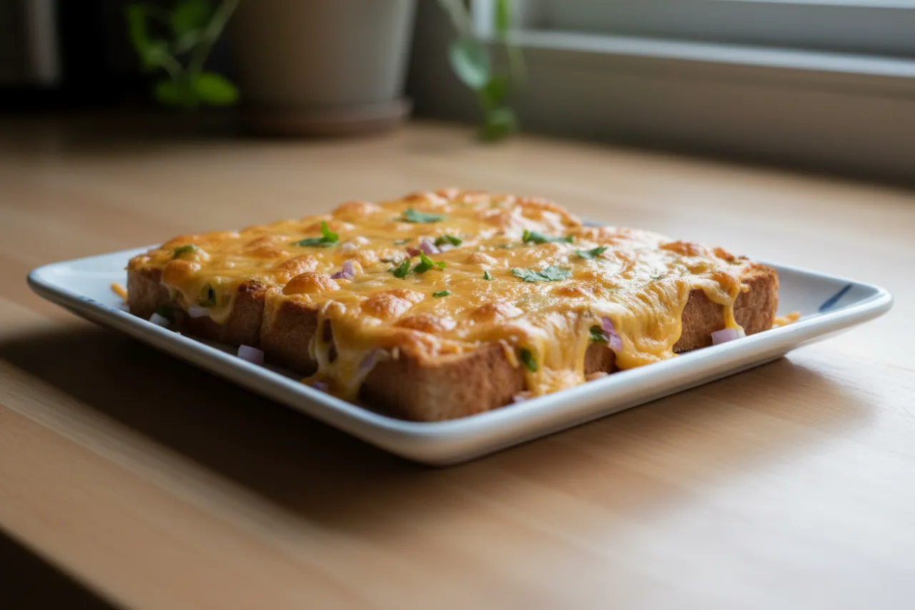 Chilli Cheese Toast — Indian recipe, finished and plated