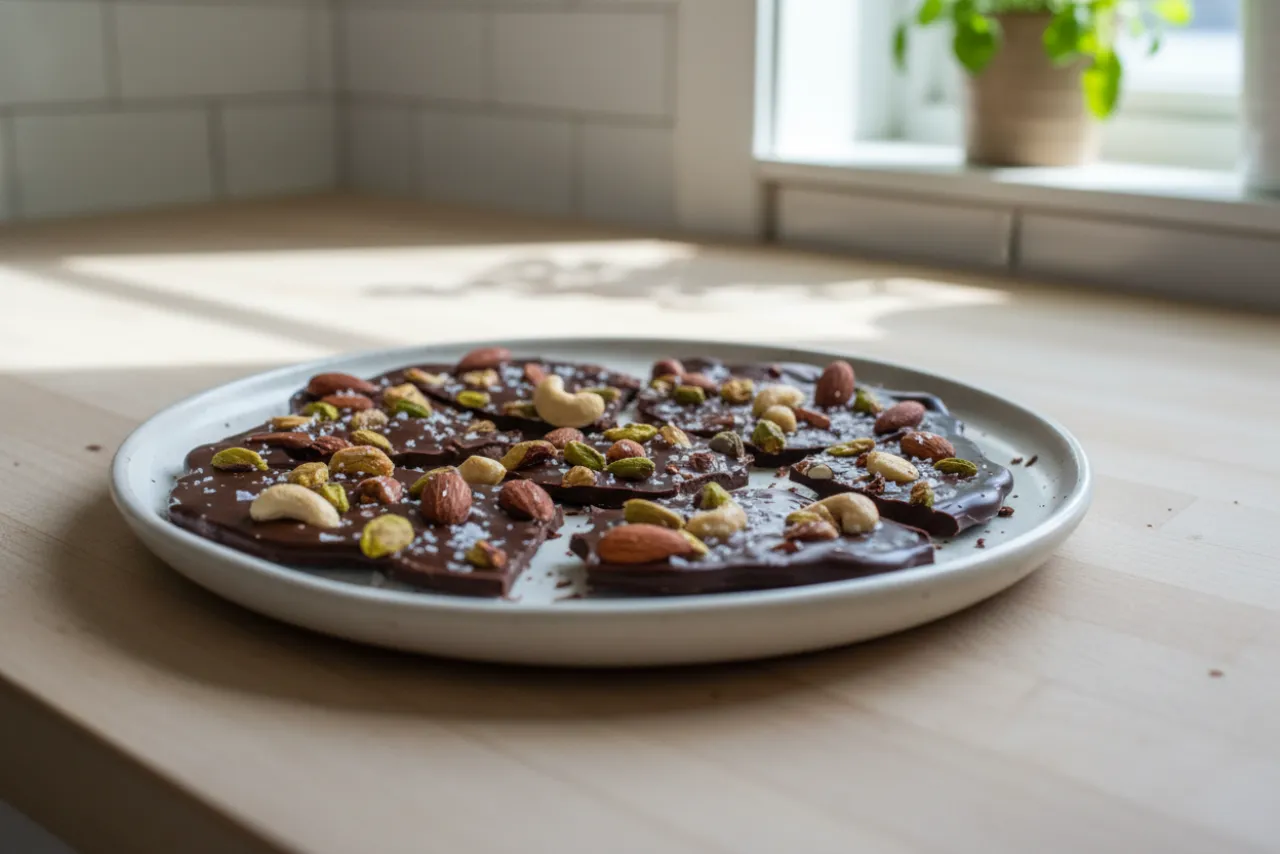 Chocolate Bark — American recipe, finished and plated